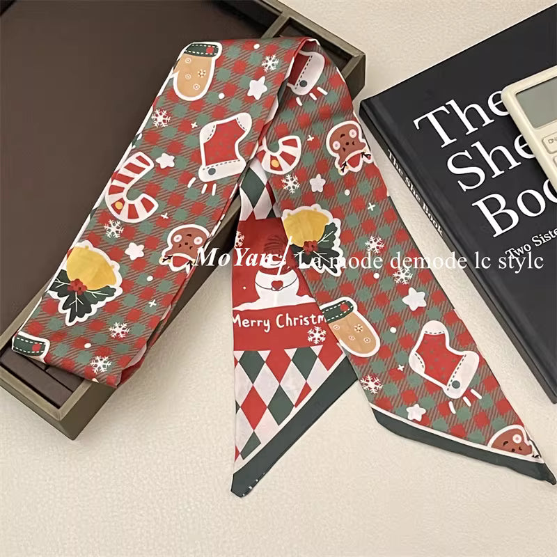 Christmas scarf long small scarf decorative scarf women's holiday easiest for match hairband souvenir