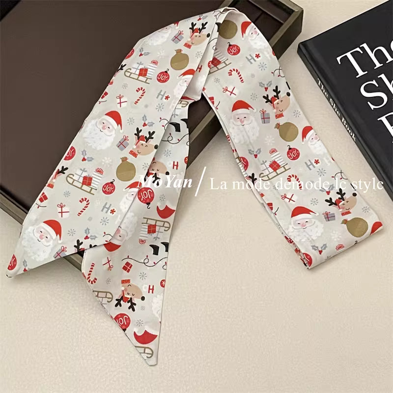 Christmas scarf long small scarf decorative scarf women's holiday easiest for match hairband souvenir
