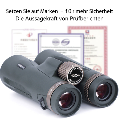 BOSSDUN 12X42 HD-Hochleistungs-Fernglas – Ausgestattet mit BAK4-Prisma / IP67 wasserdicht und staubdicht / FMC-Mehrschicht-Grünvergütung / Dämmerungs-Nachtsicht.