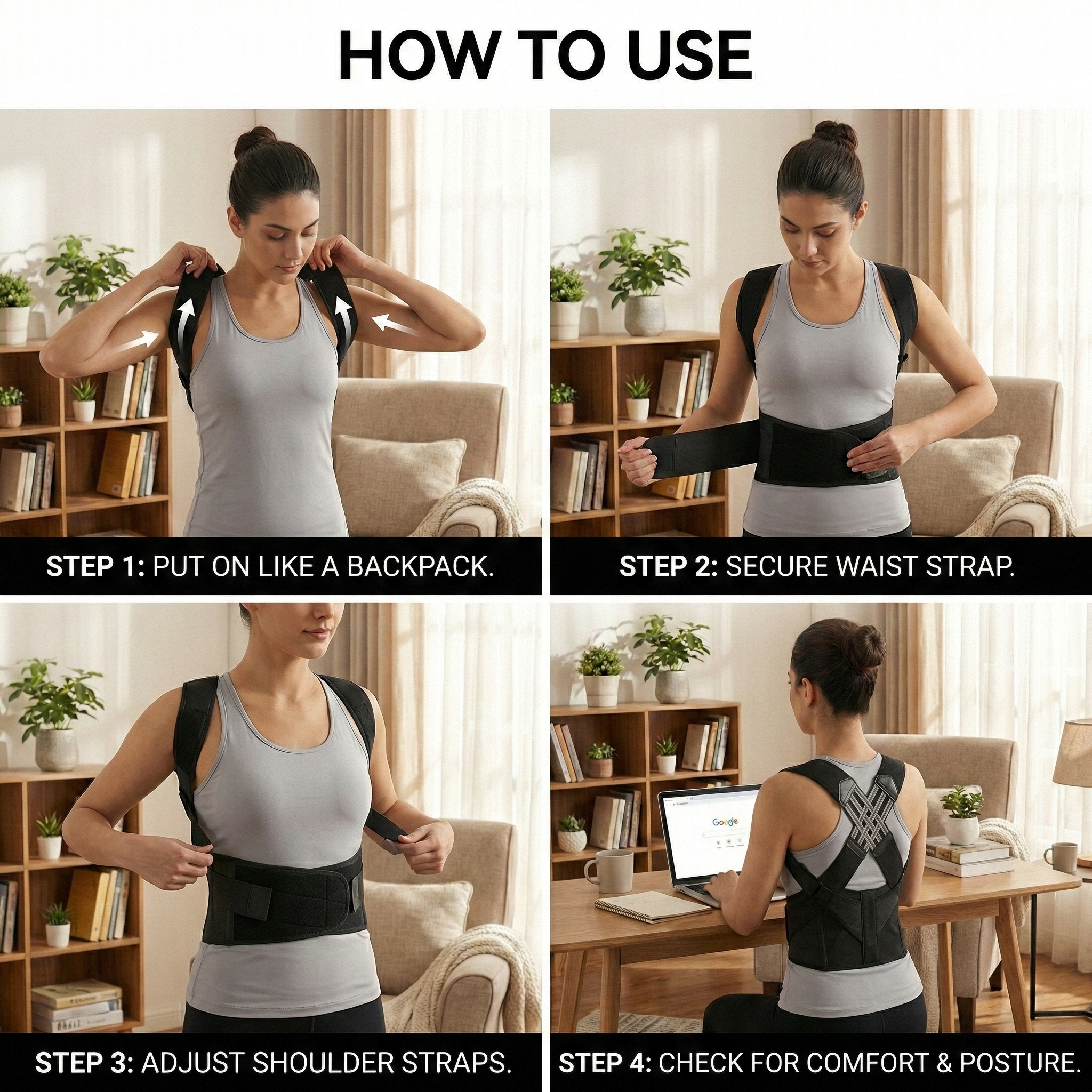 Adjustable Posture Corrector Back Brace for Women