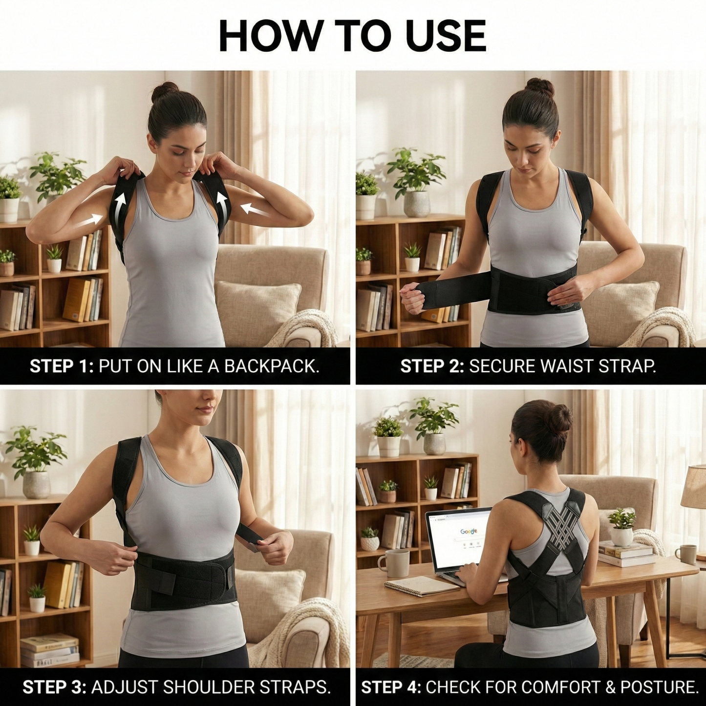 Adjustable Posture Corrector Back Brace for Women