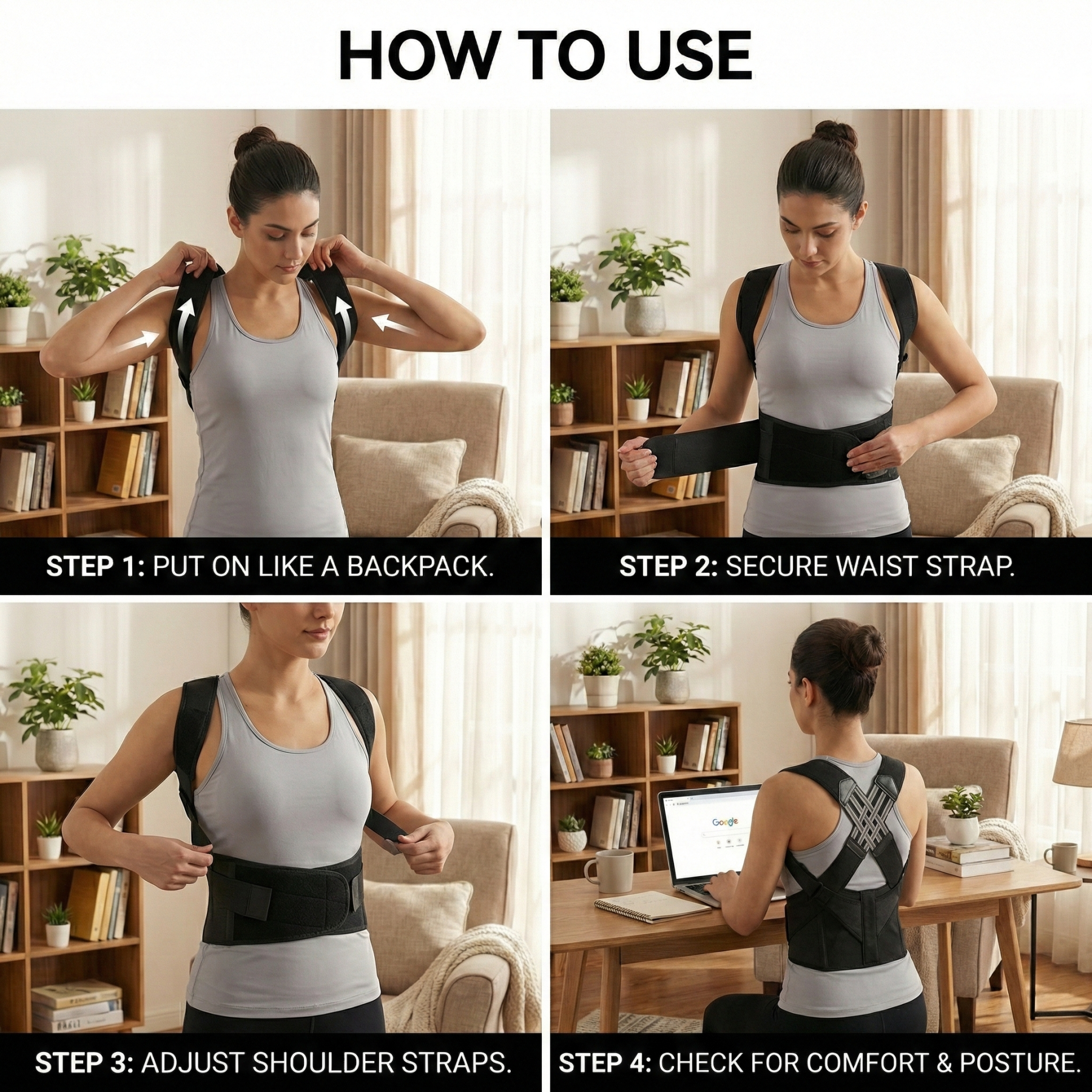 Adjustable Posture Corrector Back Brace for Women