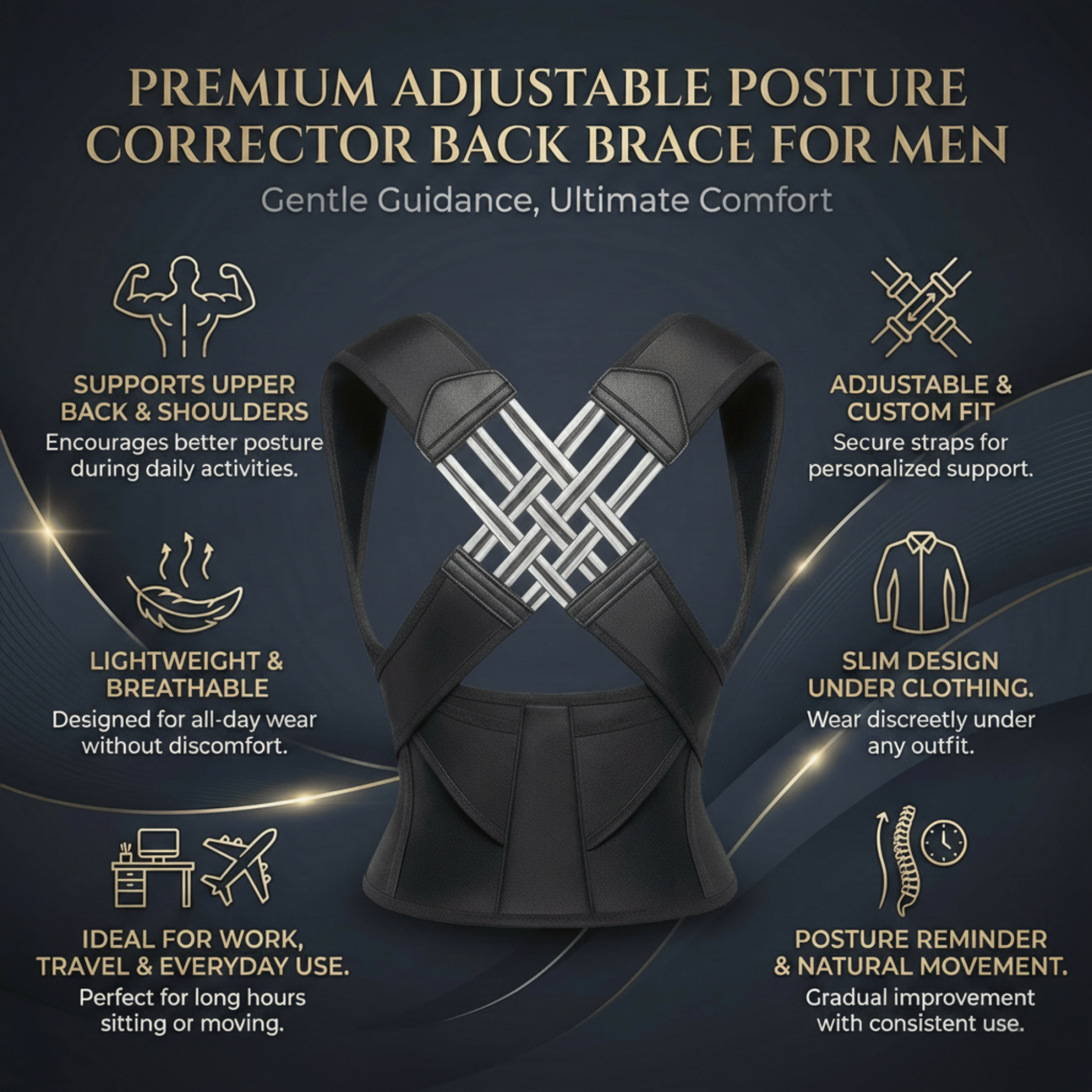 Adjustable Posture Corrector Back Brace for Men