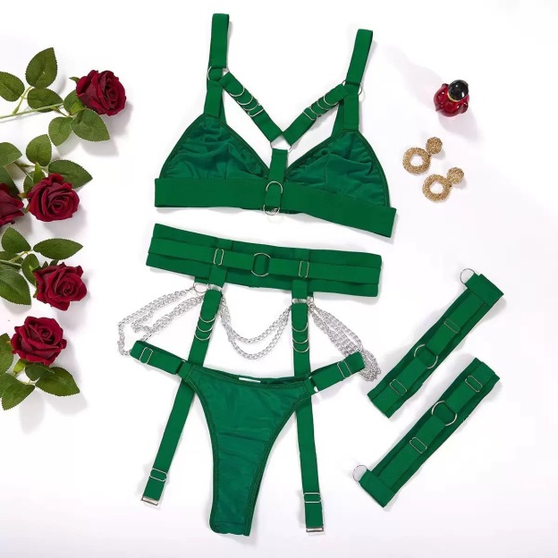 Sexy lingerie set with metal chains