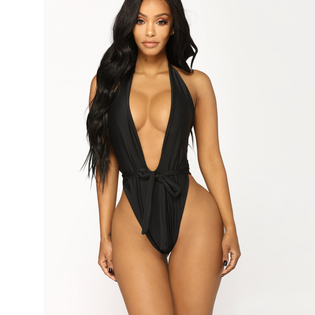 New style tight-fitting, sexy, backless, high-cut one-piece bikini swimsuit