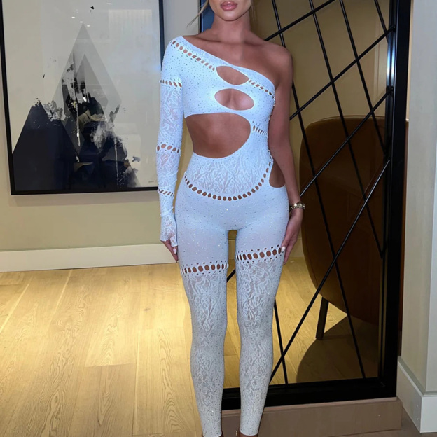 Sparkling rhinestone mesh bodysuit