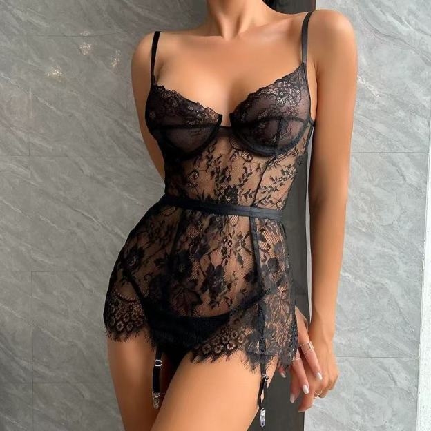 Lace Print Camisole Sheer Nightgown