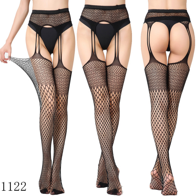 Sexy lace suspender stocking set, erotic sheer stockings with detachable suspender belt.
