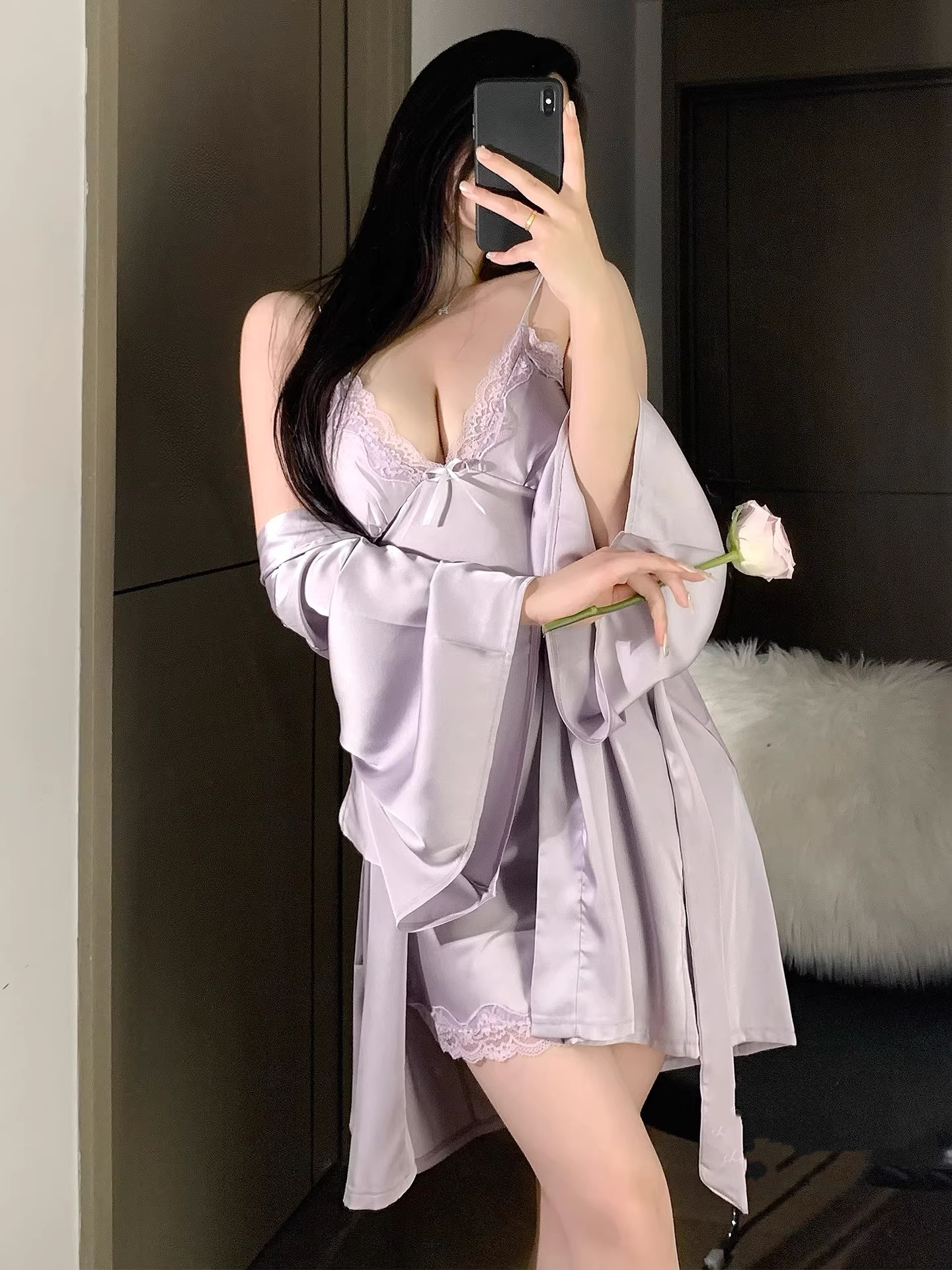 Sexy Ice-Silk Camisole Pure  Alluring Nightwear