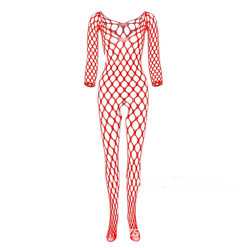 No-take-off temptation large mesh crotch jumpsuit