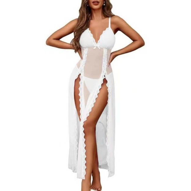 Sexy sheer mesh strap lingerie sleepwear set