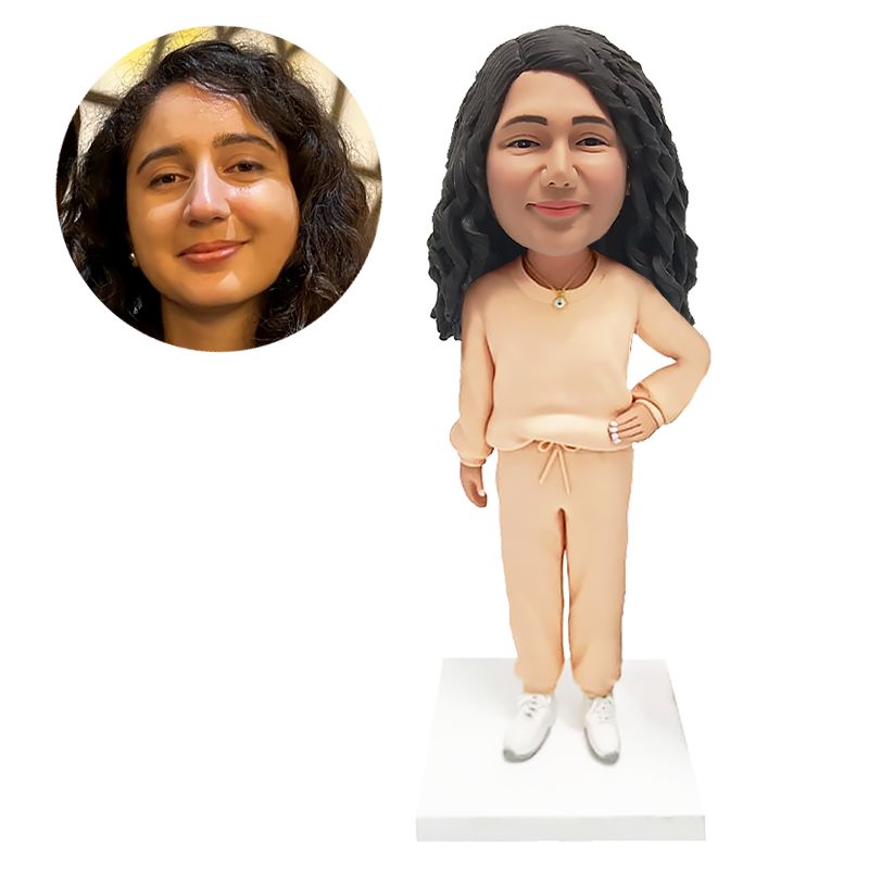 customized bobblehead figure leisure lady in pyjamas