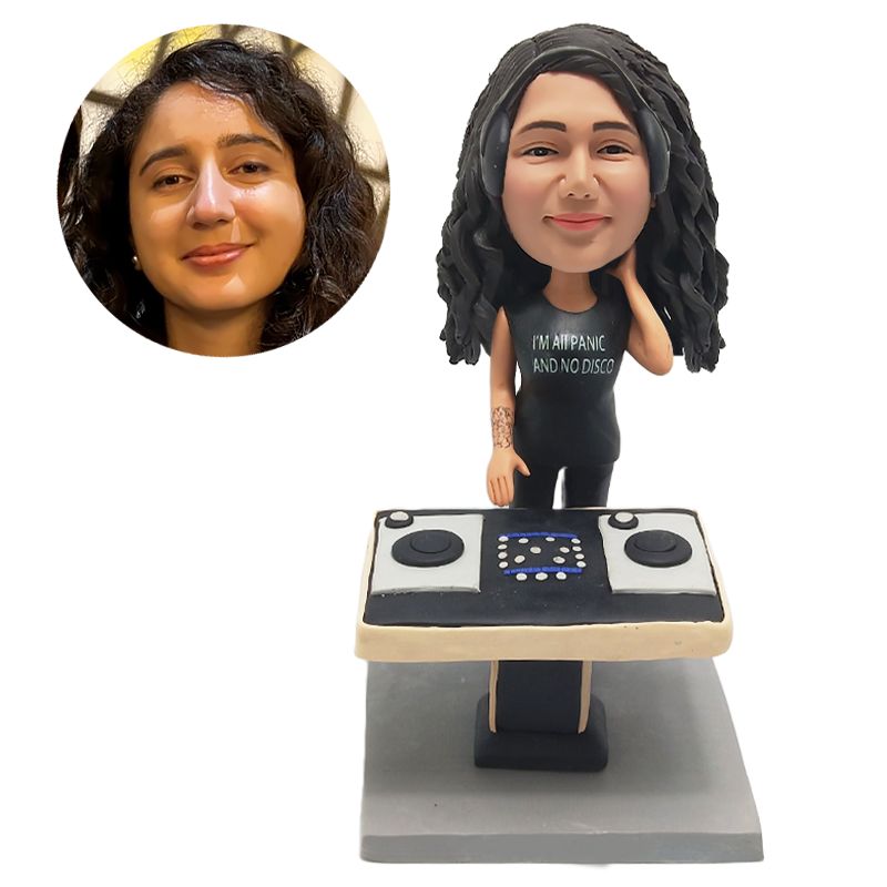custom bobblehead female dj figurine