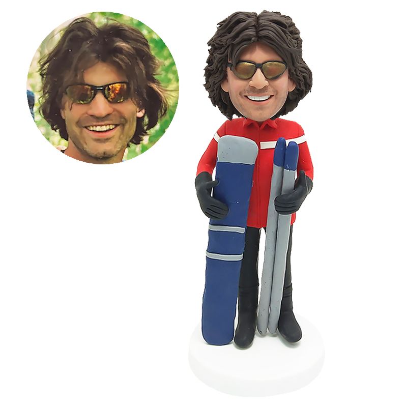 custom skier bobblehead