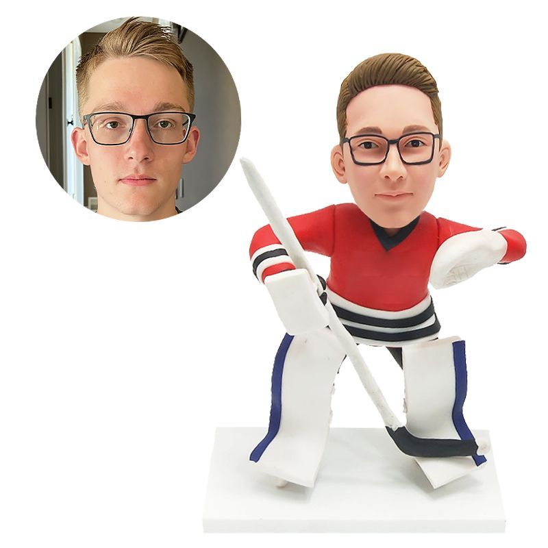 customised bobblehead figure hockey goalie