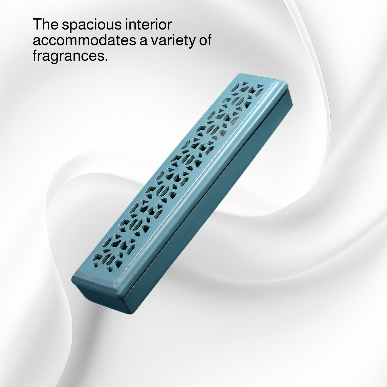 Horizontal Ceramic Incense Burner Box, Hollow Design for Home Aromatherapy