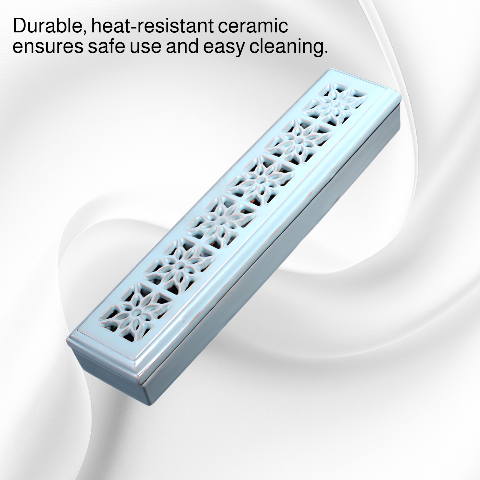Horizontal Ceramic Incense Burner Box, Hollow Design for Home Aromatherapy