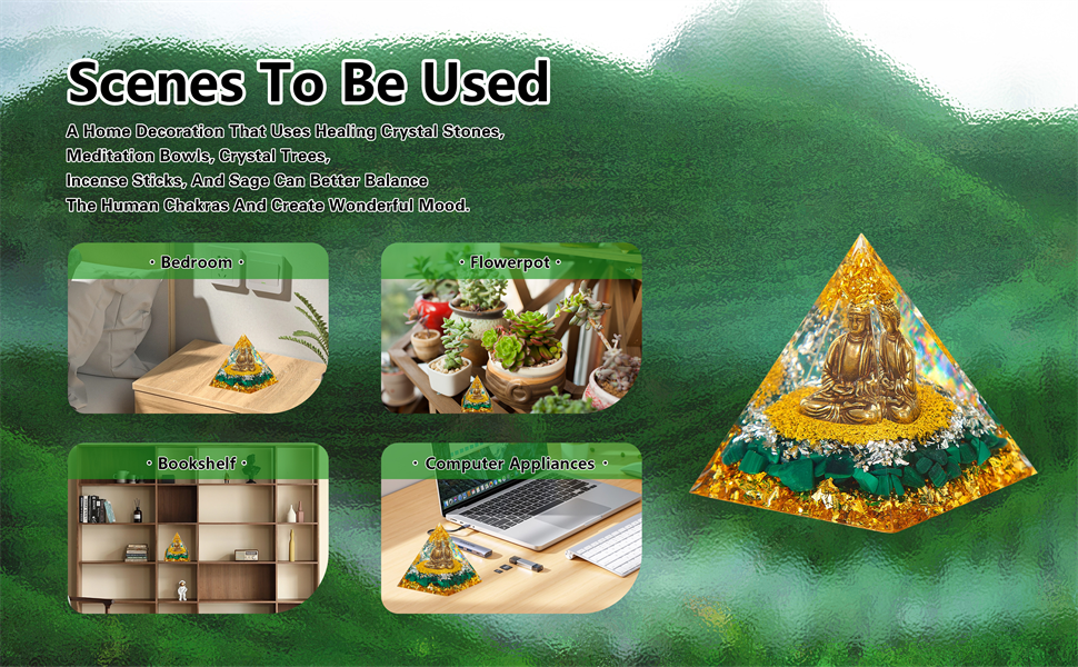 Buddha Statue,Small Buddah Statue,Tiny Buda Cute Buddha in Healing Crystal Orgone Pyramid