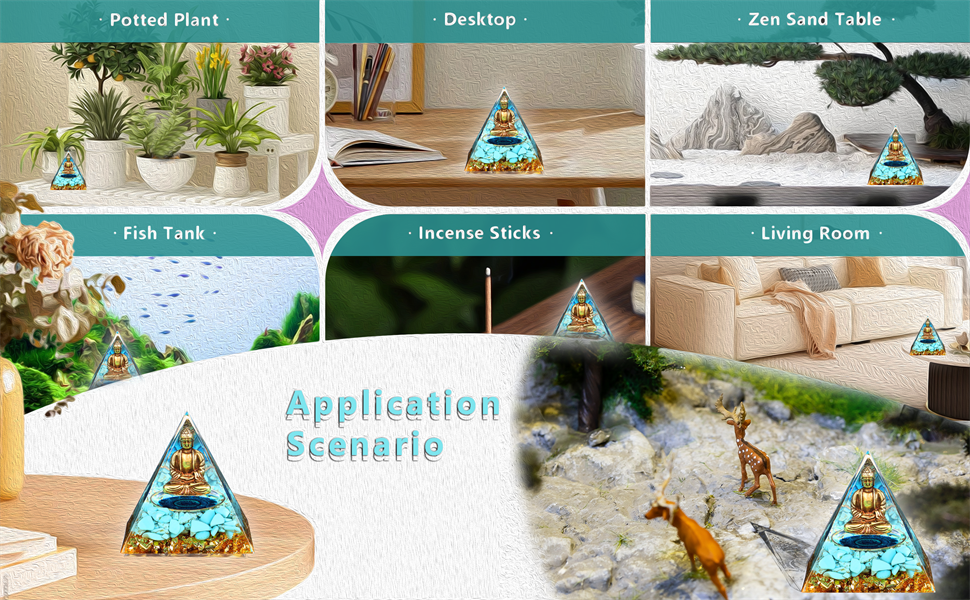 Buddha Statue,Buda Buddah Statue in Healing Crystal Orgone Pyramid