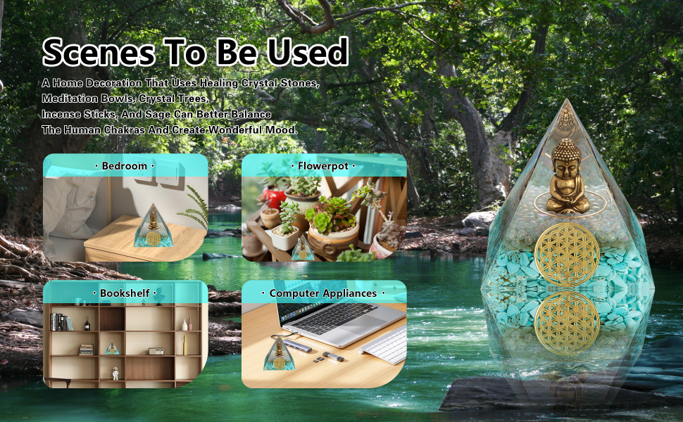 Mini Buddha Statue,Small Buddah Statue,Tiny Buda Cute Buddha in Healing Crystal Orgone Pyramid