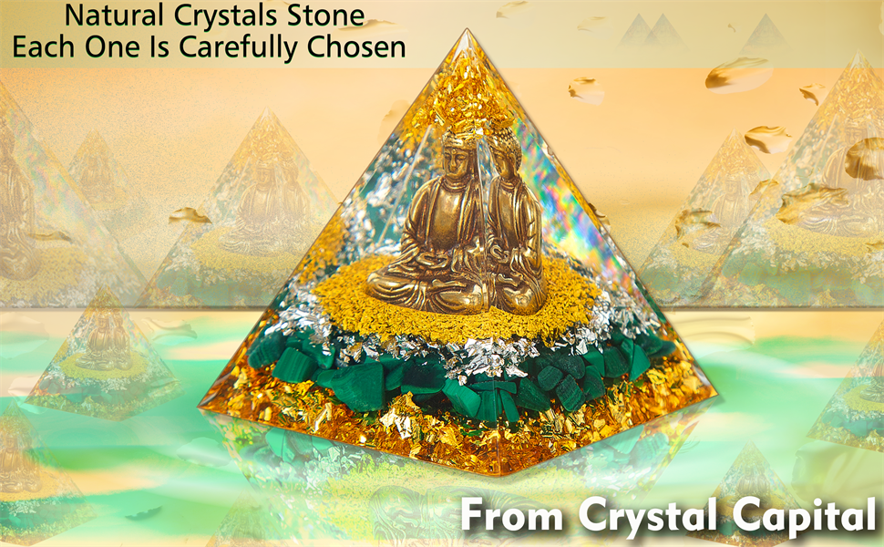 Buddha Statue,Small Buddah Statue,Tiny Buda Cute Buddha in Healing Crystal Orgone Pyramid