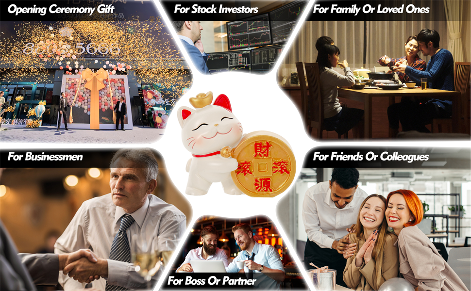 Maneki Neko Statue,Money Lucky Cat Figurine-Caishen Cat,CAI Shen Cat-Lucky Fortune Cat