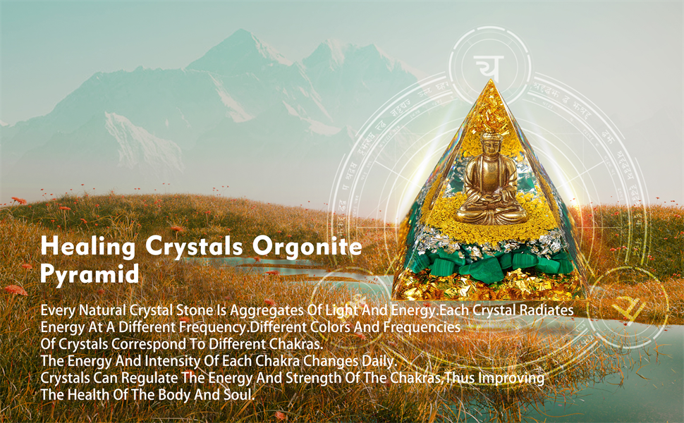 Buddha Statue,Small Buddah Statue,Tiny Buda Cute Buddha in Healing Crystal Orgone Pyramid