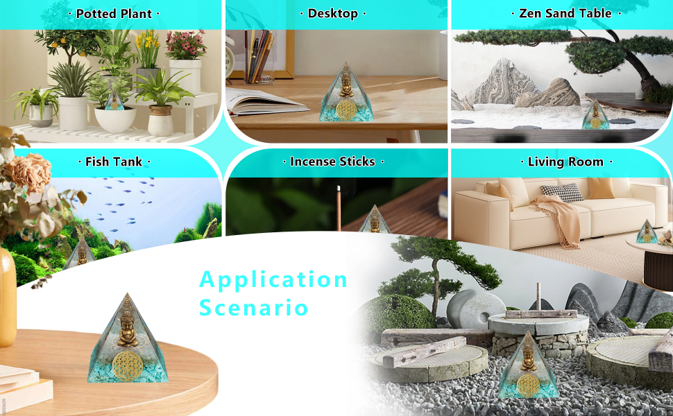 Mini Buddha Statue,Small Buddah Statue,Tiny Buda Cute Buddha in Healing Crystal Orgone Pyramid