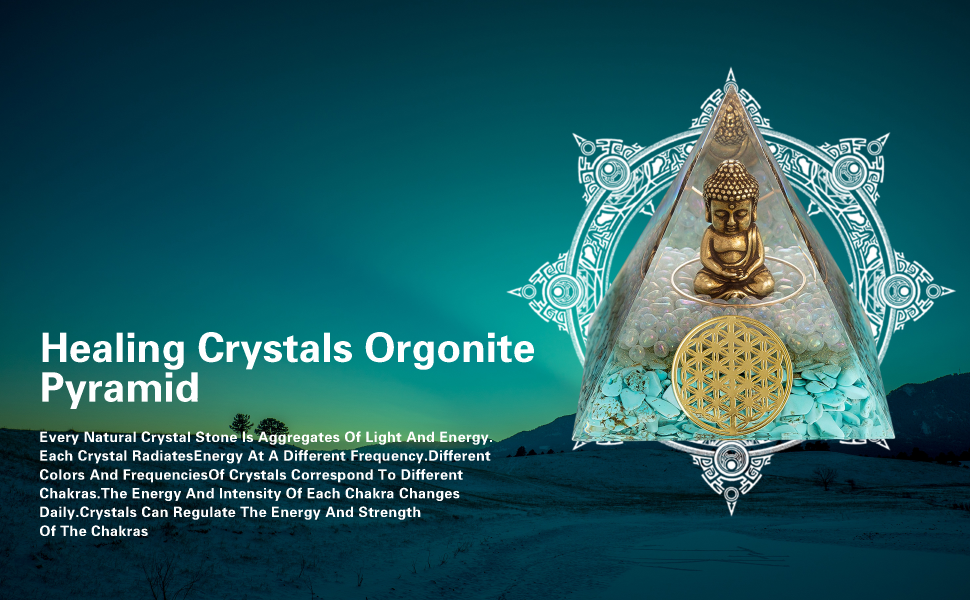 Mini Buddha Statue,Small Buddah Statue,Tiny Buda Cute Buddha in Healing Crystal Orgone Pyramid