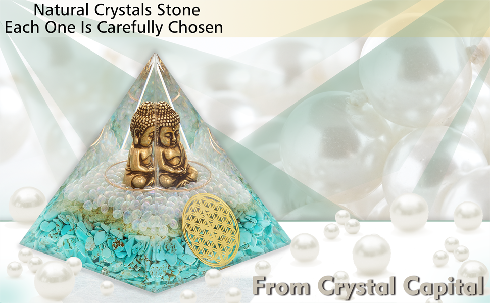 Mini Buddha Statue,Small Buddah Statue,Tiny Buda Cute Buddha in Healing Crystal Orgone Pyramid