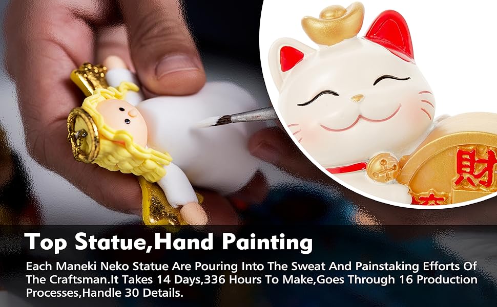 Maneki Neko Statue,Money Lucky Cat Figurine-Caishen Cat,CAI Shen Cat-Lucky Fortune Cat