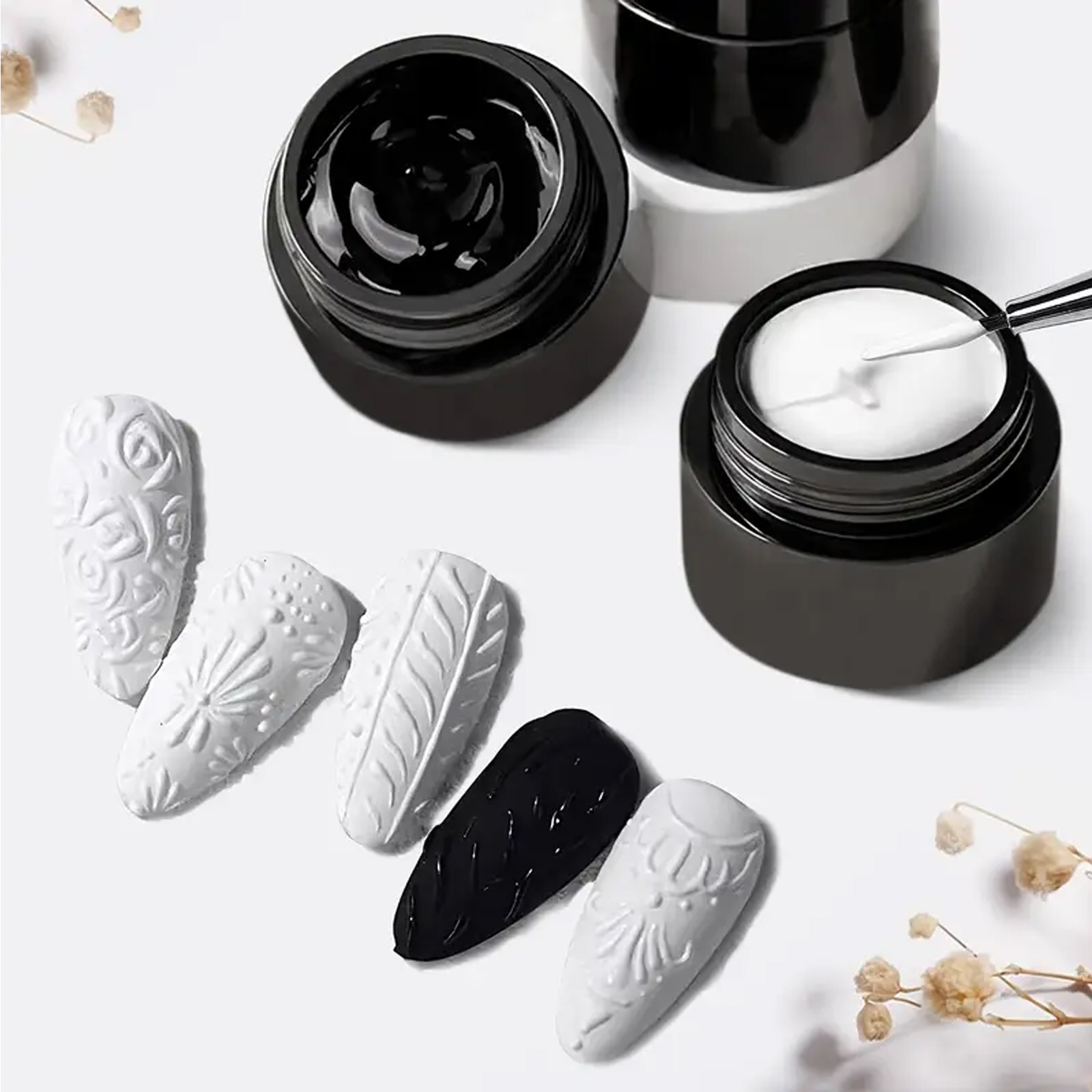 5g black and white painted relief glue