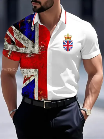 Men’s Vintage England Crown Casual Shirt