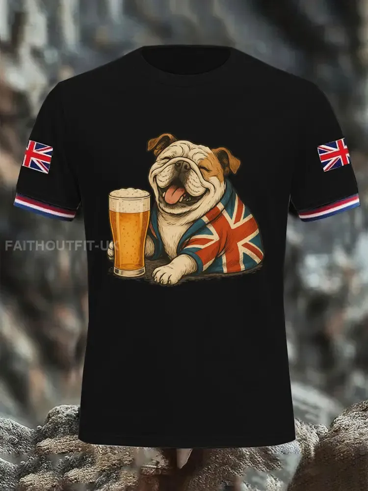 Men’s Vintage England Flag Casual Printed T-shirt