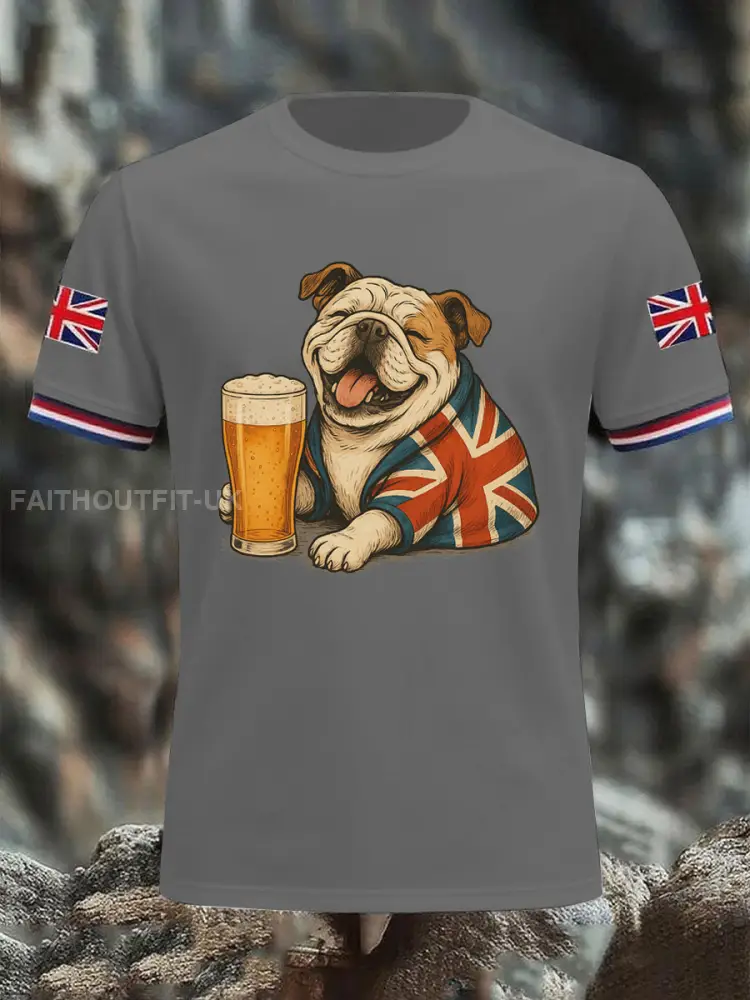 Men’s Vintage England Flag Casual Printed T-shirt
