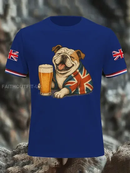 Men’s Vintage England Flag Casual Printed T-shirt