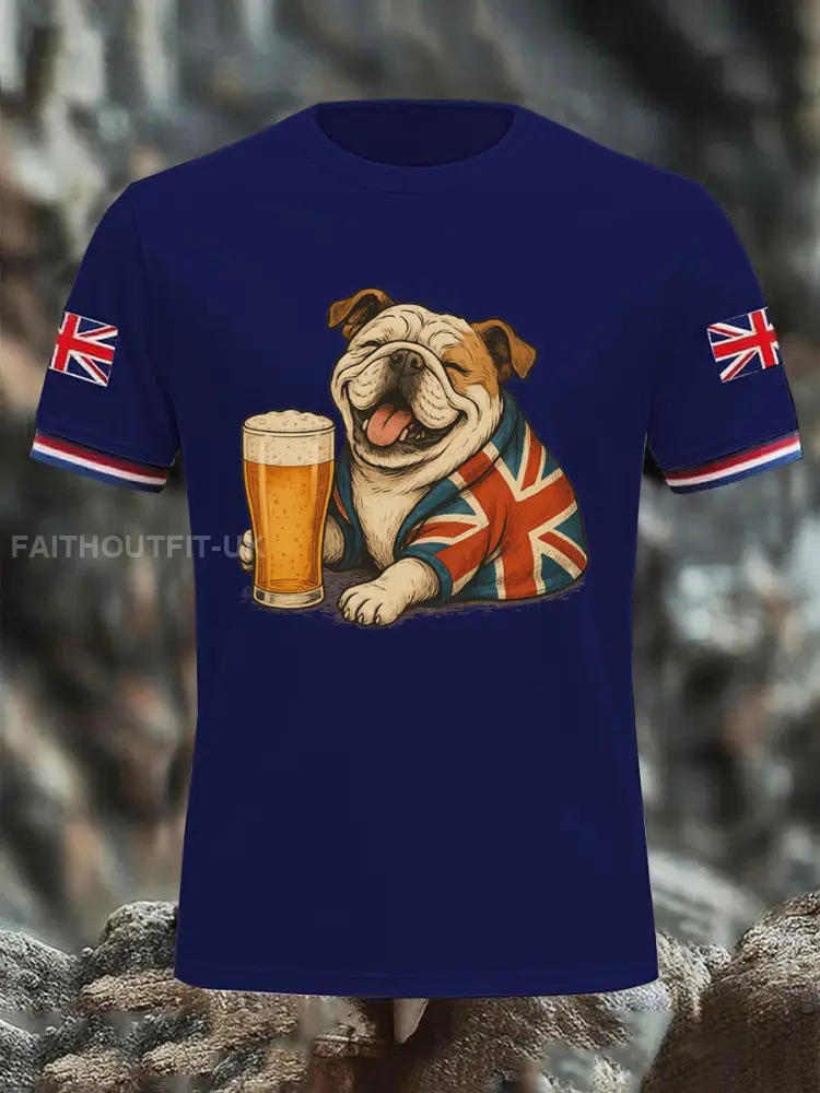 Men’s Vintage England Flag Casual Printed T-shirt