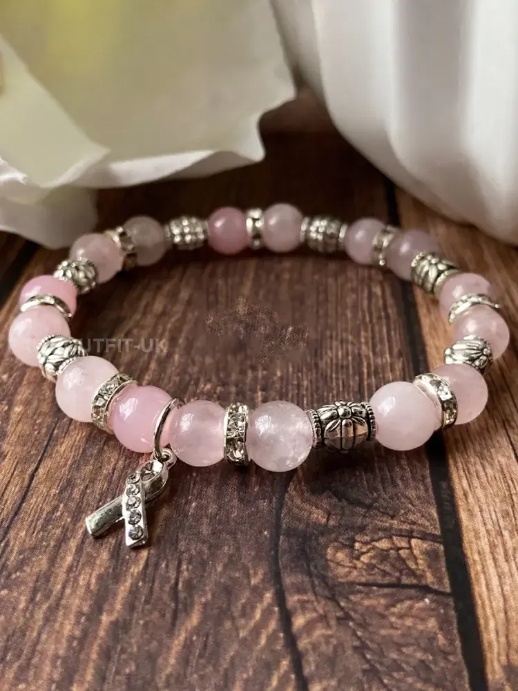 Breast Cancer Awareness Inspired Bead Bracelet - As picture · ONE