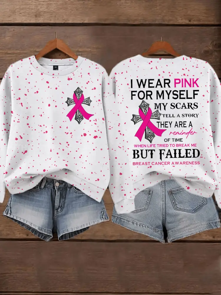 Women’s Breast Cancer Awareness I Wear Pink For Myself My Scars Tell A Story Sweatshirt