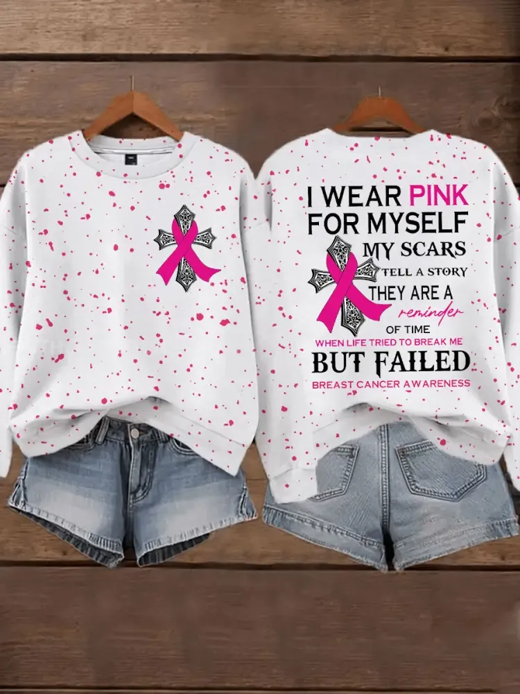 Women’s Breast Cancer Awareness I Wear Pink For Myself My Scars Tell A Story Sweatshirt