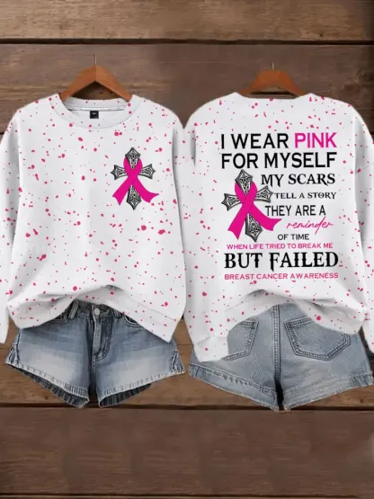 Women’s Breast Cancer Awareness I Wear Pink For Myself My Scars Tell A Story Sweatshirt