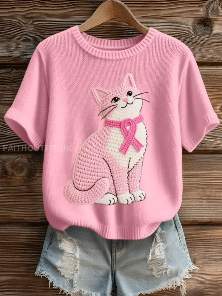 Women’s Lovely Cat Crochet Pattern Cozy Knit Top