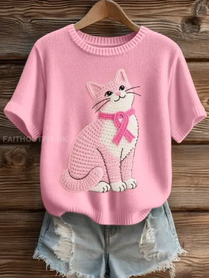 Women’s Lovely Cat Crochet Pattern Cozy Knit Top