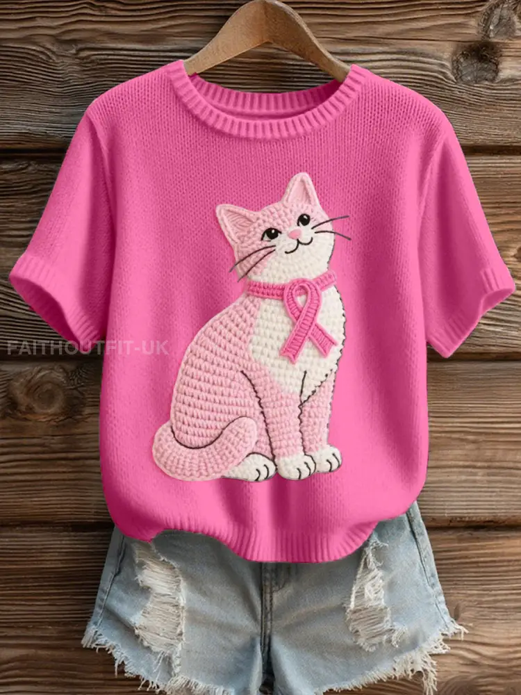 Women’s Lovely Cat Crochet Pattern Cozy Knit Top