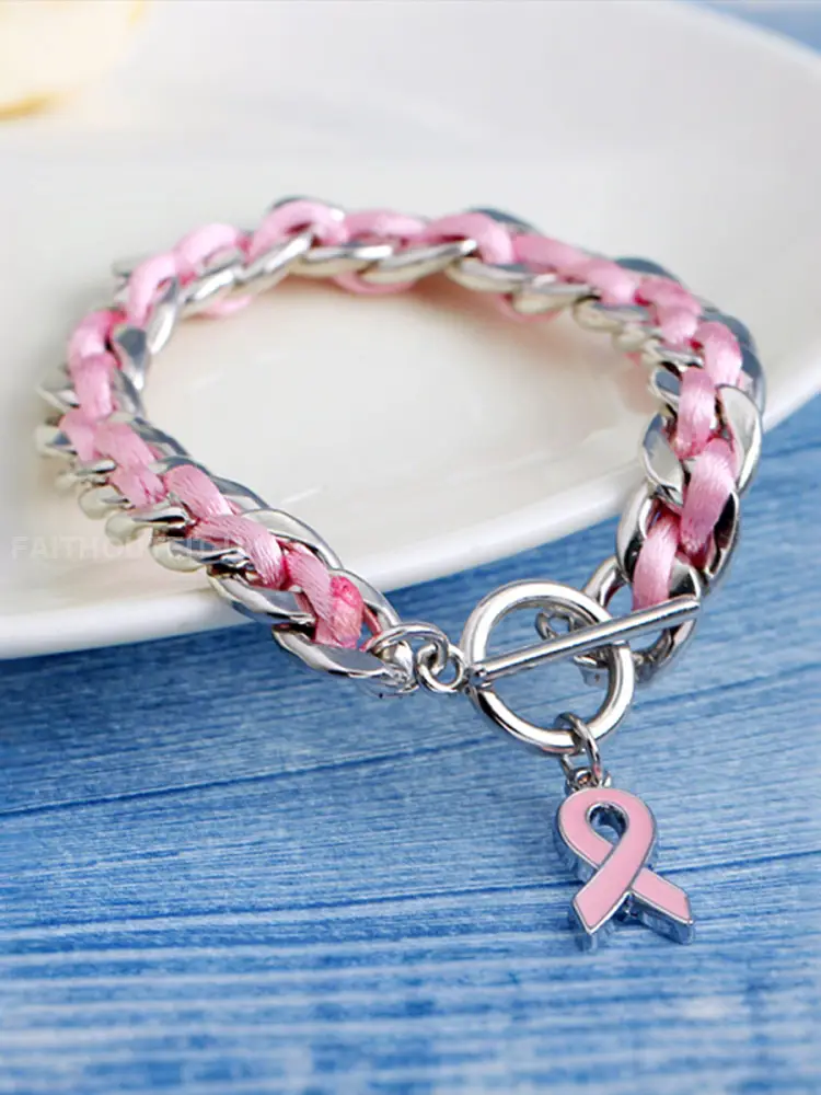 Women’s Breast Cancer Pink Ribbon Bracelet - Pink · ONE