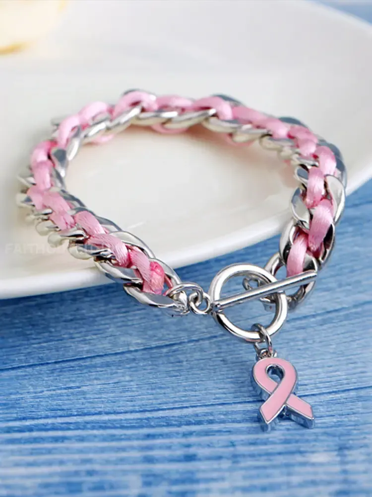 Women’s Breast Cancer Pink Ribbon Bracelet - Pink · ONE