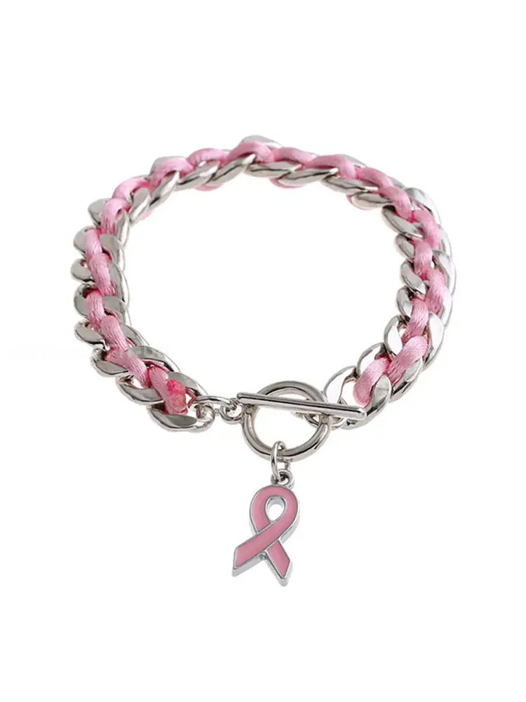 Women’s Breast Cancer Pink Ribbon Bracelet - Pink · ONE