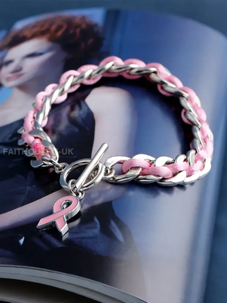 Women’s Breast Cancer Pink Ribbon Bracelet - Pink · ONE