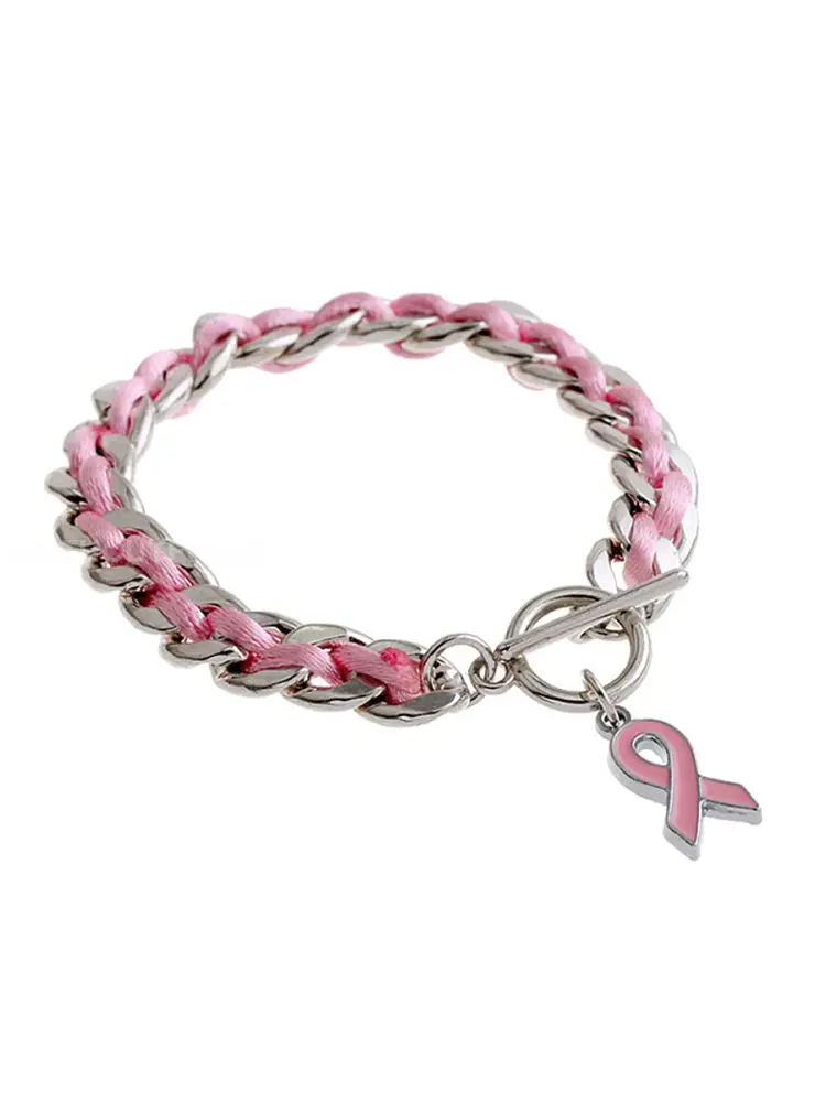 Women’s Breast Cancer Pink Ribbon Bracelet - Pink · ONE