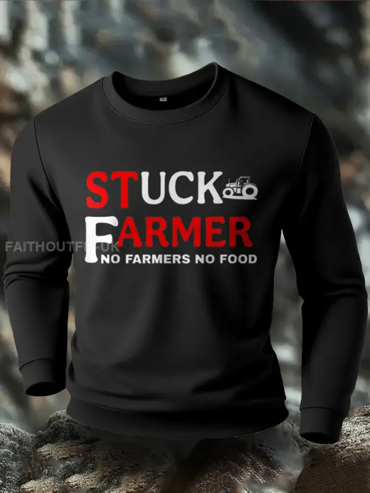 Men’s Stuck Farmer Funny Printed Sweatshirt
